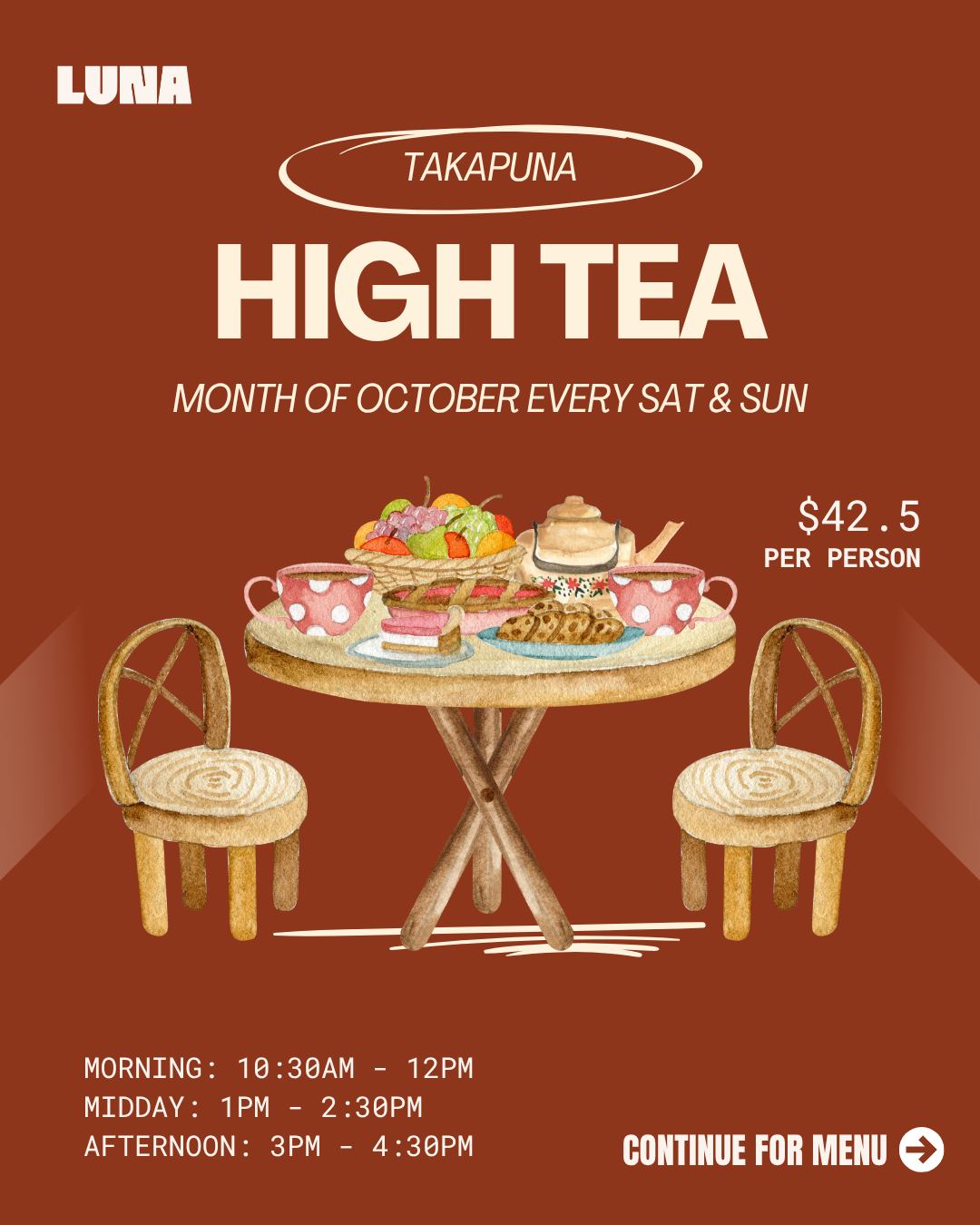 High Tea at Takapuna - Saturday 18 October 2025